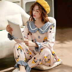 Pajamas ladies cotton long-sleeved autumn and winter Home wear lounge wear