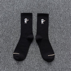 Embroidered cotton socks astronaut all-match socks sports socks