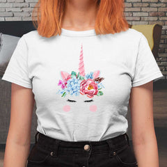 Floral Unicorn Graphic women Tee - Embrace your inner unicorn with this trendy and comfortable floral graphic tee