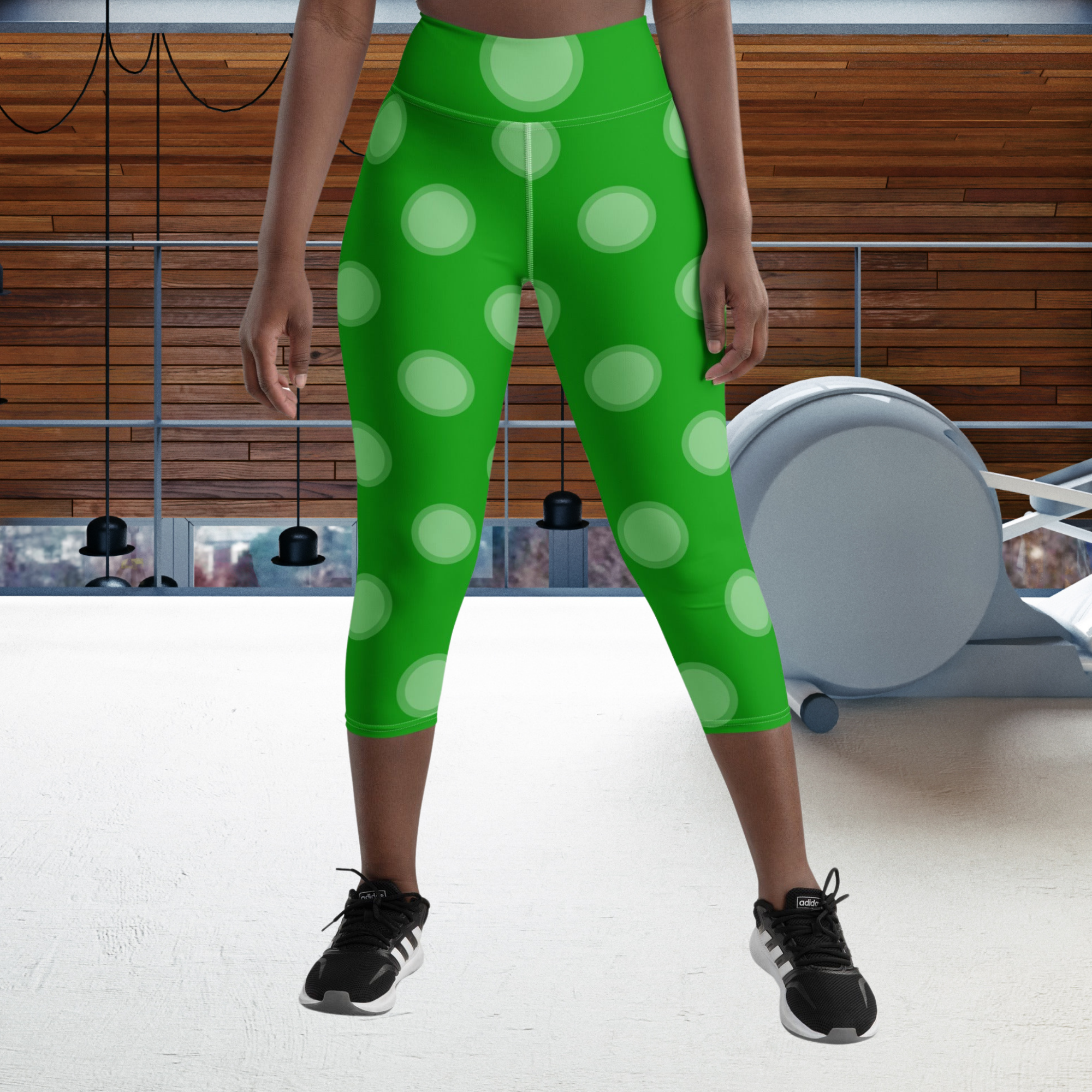 Green Polka Dots Yoga Capri Leggings | Fitness Capri Leggings, lioness-love