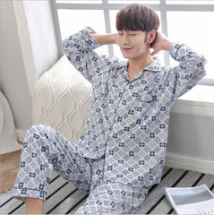 Men's Emerald Pajama cotton home service suit Cotton Sleepwear Vintage Loungewear Linen Sleepwear