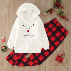 Family Matching Christmas Pajamas Outfits Long Sleeve Cute Elk Print Pullover Plaid Pants Xmas Pjs Set Loungewear Outfits, lioness-love