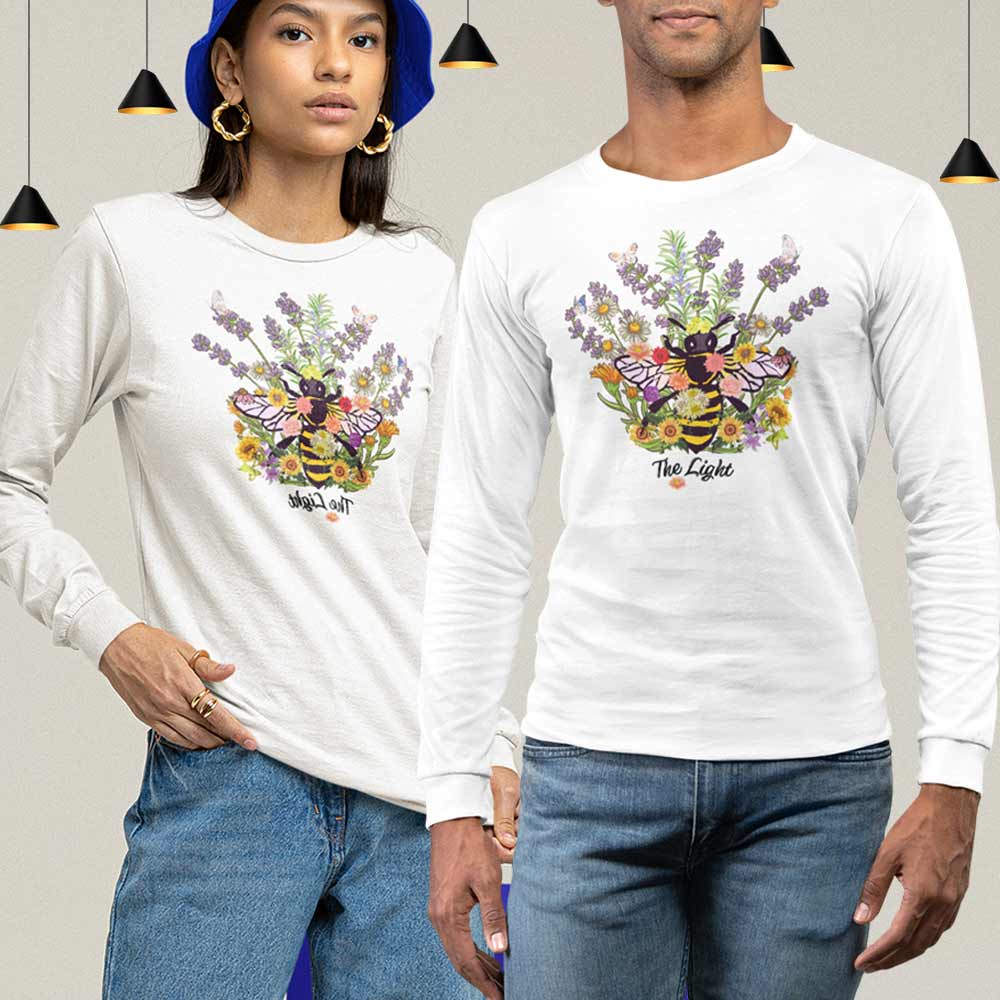Bee & Floral graphic print unisex long sleeve t-shirt
