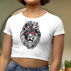Lion Graphic Print Crop Top - Summer Fashion for Women