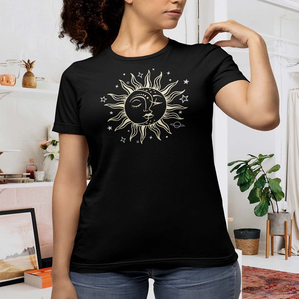 Celestial Inspired Women's Fashion Tee - Sun and Moon Love tshirt