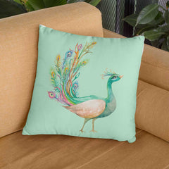 Peacock graphic print cushion cover for living room
