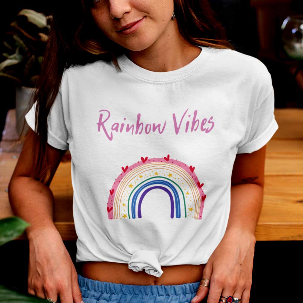 Colorful Rainbow Vibes Tee for Women and Girls