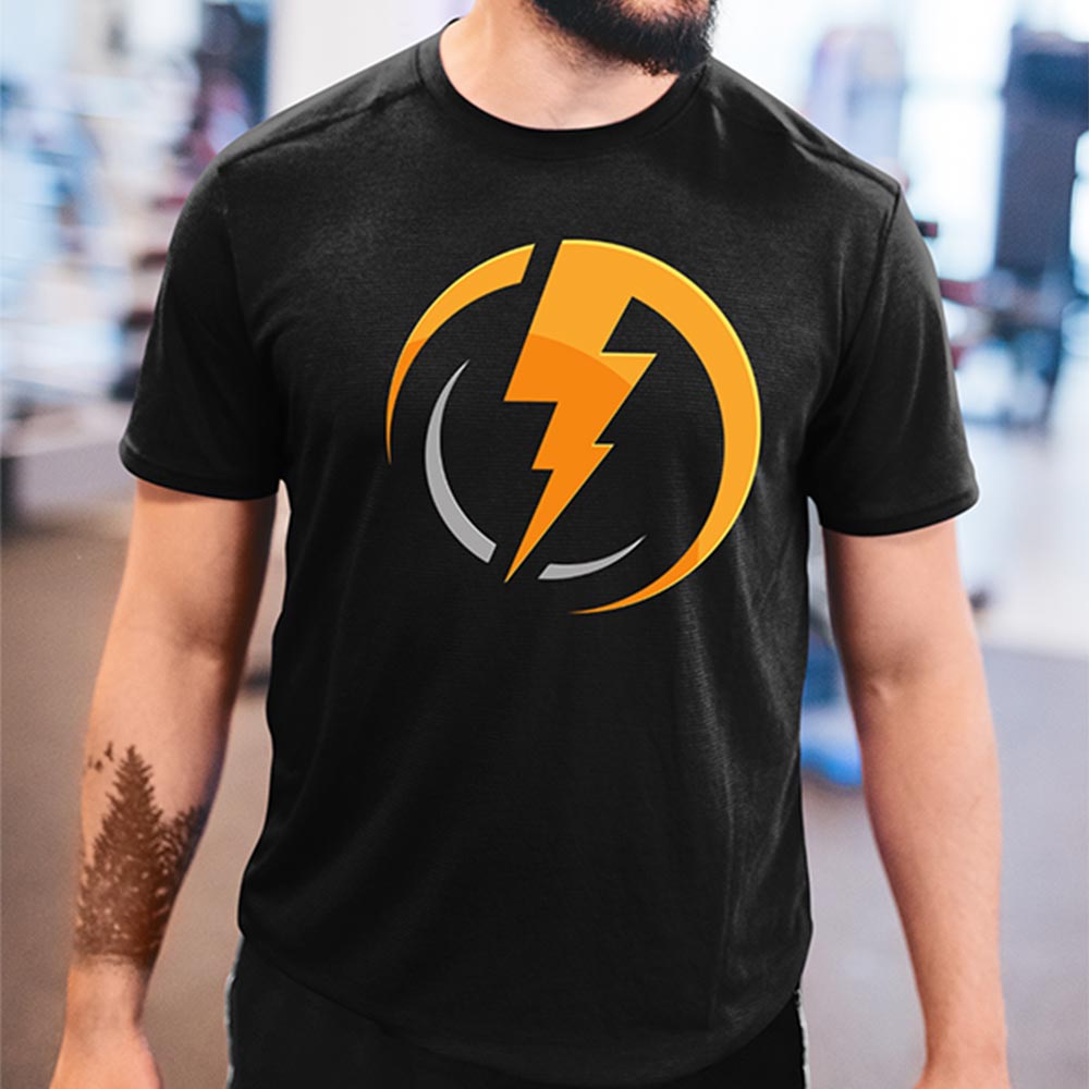 Edgy lightning print t-shirt with lightning bolt print black