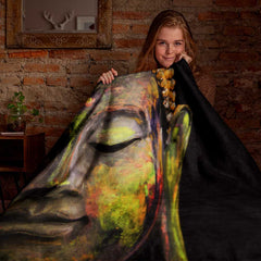 Buddha Graphic Print Blanket and Throws, the perfect fusion of style and serenity. 