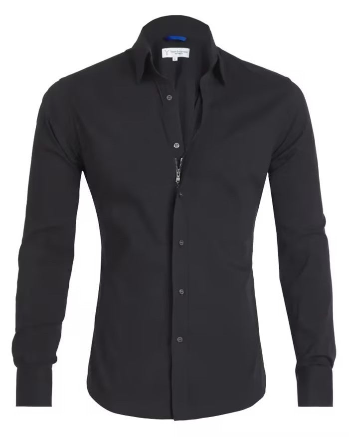 Long Sleeve Shirt With Button Design Fashion Lapel Tops For Mens Clothing