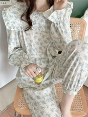 Women's Autumn Long-sleeved Cotton Pajamas Nightdress Home Wear Lounge wear