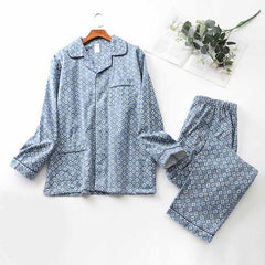 Brushed Cloth Long-sleeved Lapel Pajama Set Lapel pajamas  Modal cotton pajamas male night wear