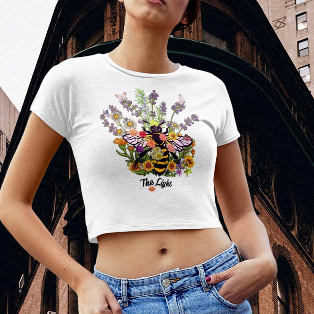 Honey Bee Theme Light Graphic Crop T-Shirt | Women's Fashion Essential