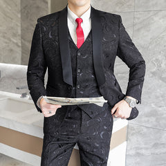 Wedding Embossed Dress Suit Three-piece Suit For Men, lioness-love.com