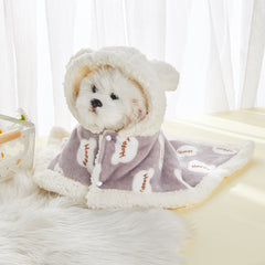 Dog & Cat Warm Flannel Hooded Shawl Pajamas