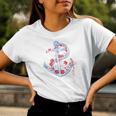 Anchored in Style: Women's Anchor Print Tees - Nautical Fashion Statements