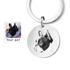 Custom Engraved Pet Name Photo Keychain – Personalized Stainless Steel Charm for Bags & Accessories