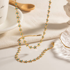 Elegant Gold-Plated Turquoise Jewelry | Floral Necklaces & Bracelets