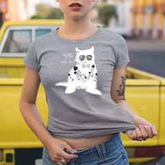 Cat graphic t-shirt for women with adorable cat illustration