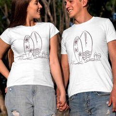 Unique surf board graphic tee for men and women
