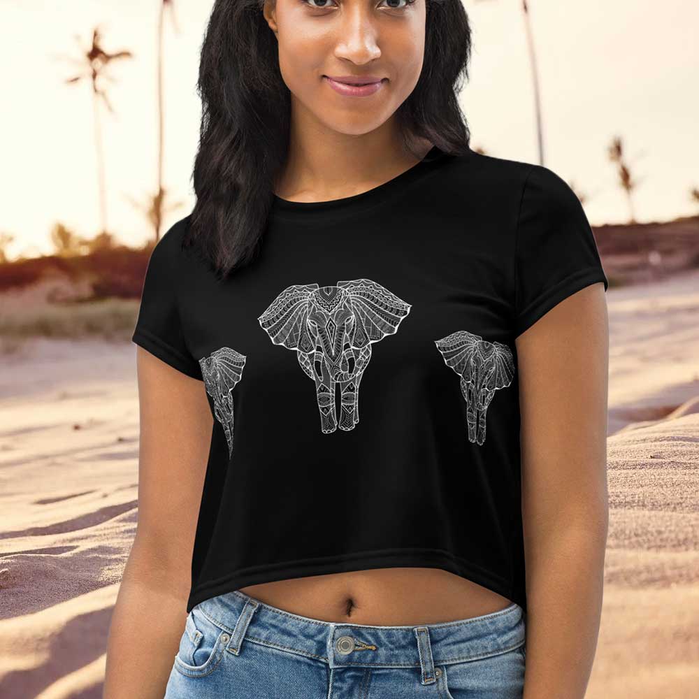 1.	Elevate Your Style with Elephant Graphic Print Crop Tops for Women