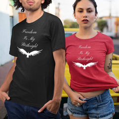 Flying bird print t-shirt with typography for unisex 