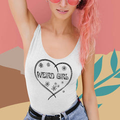 Tank top with weird girl graphic print for women’s fashion