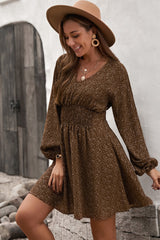 Women V Neck Tunic Dress Casual Loose Flowy Long Sleeves Dress Elastic Waist A-line Floral Swing Shift Dresses linen gown dinner night dress, lioness-love