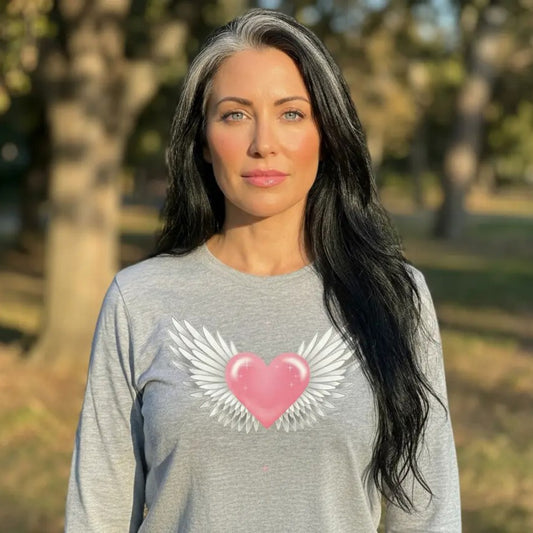 Lioness Love Pink Heart & White Wings Long Sleeve Tee, lioness-love