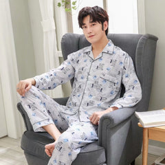 Men's Emerald Pajama cotton home service suit Cotton Sleepwear Vintage Loungewear Linen Sleepwear