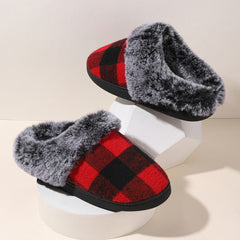 Plaid Fluffy Slippers Fashion Comfortable And Non-slip Cotton Slippers Cozy Footwear Warm Cotton Slippers Unisex cotton Slippers couples cotton footwear