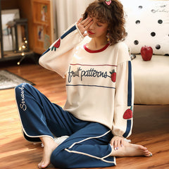 Pajamas ladies cotton long-sleeved autumn and winter Home wear lounge wear