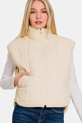 Zip-Up Cropped Puffer Vest | Stylish & Warm Outerwear