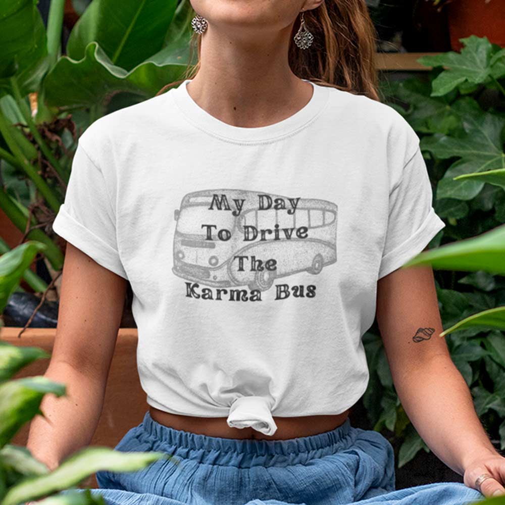 Karma Bus Graphic Print T-Shirt for Women 
