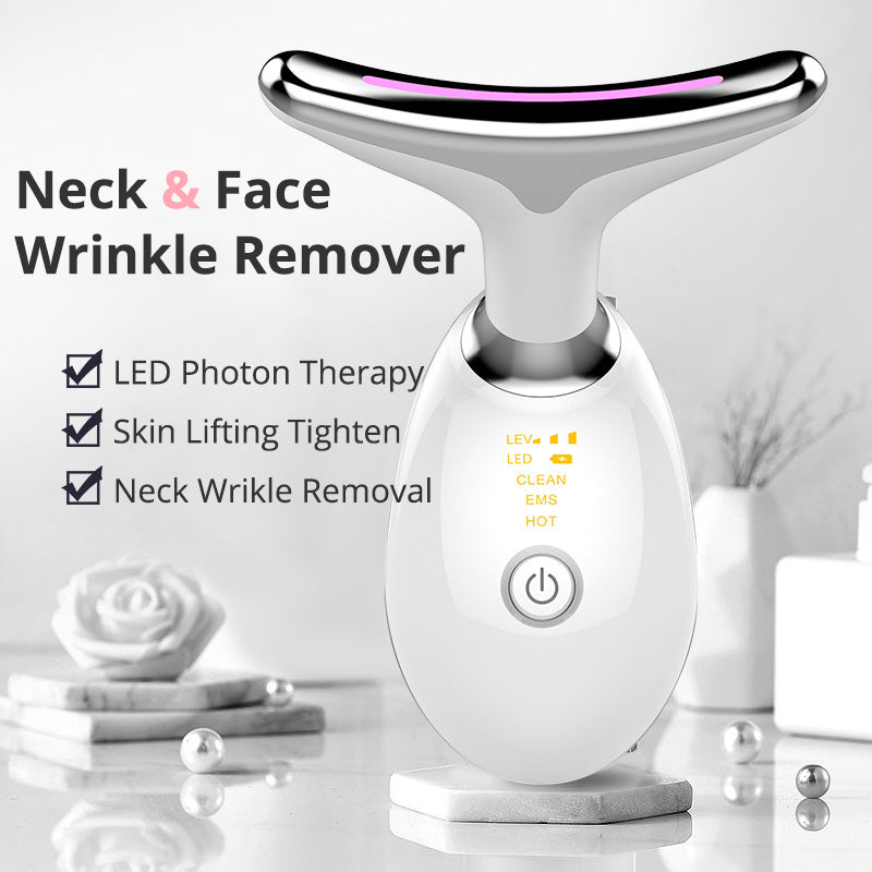 EMS Thermal Neck Lifting And Tighten Massager Electric Microcurrent Wrinkle Remover LED Photon Face Beauty Device For Woman and Men