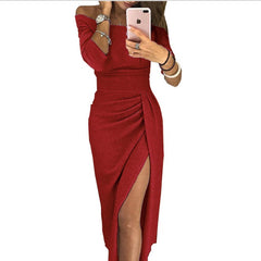 Bodycon Sexy Off Shoulder Party Dinner sequin Dress Elegant Long-sleeved 23