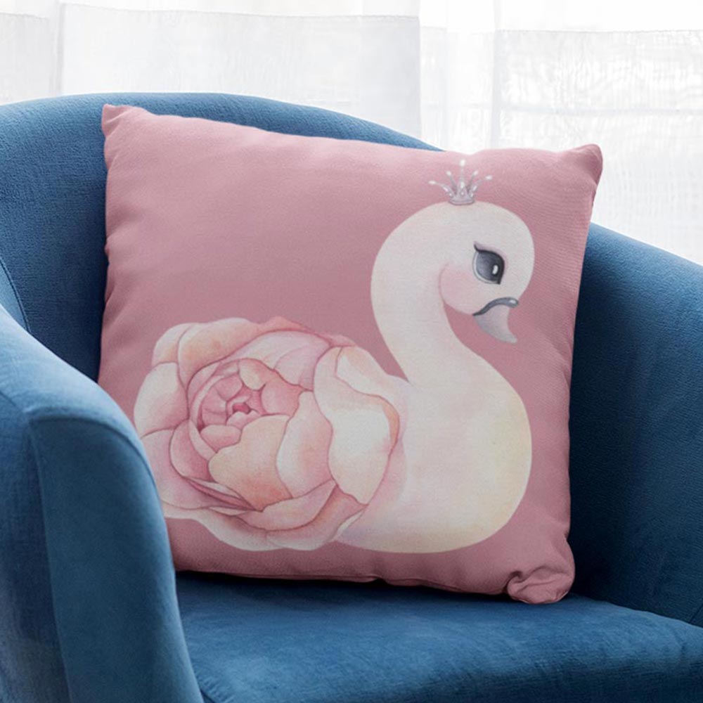 Swan graphic printed cushion cover for elegant living room decor