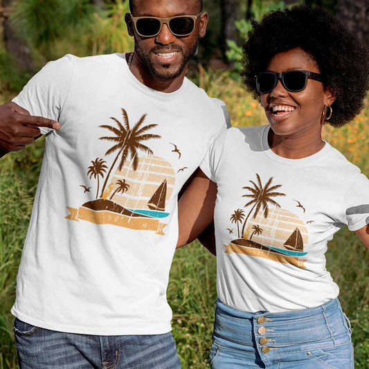 Unique retro design printed t-shirt for men and women