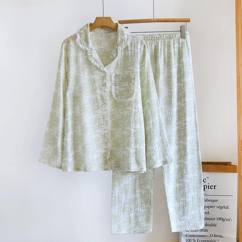 Spring And Summer Women's Cotton Gauze Thin Pajamas Sleep wear Lounge wear