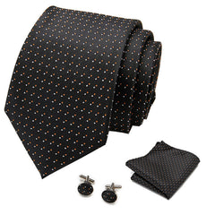 Men's Formal Business Suit And Tie Men Plaid Check Necktie and Pocket Square Cufflinks Tie Clip Set Wedding Necktie with Gift Box, lioness-love