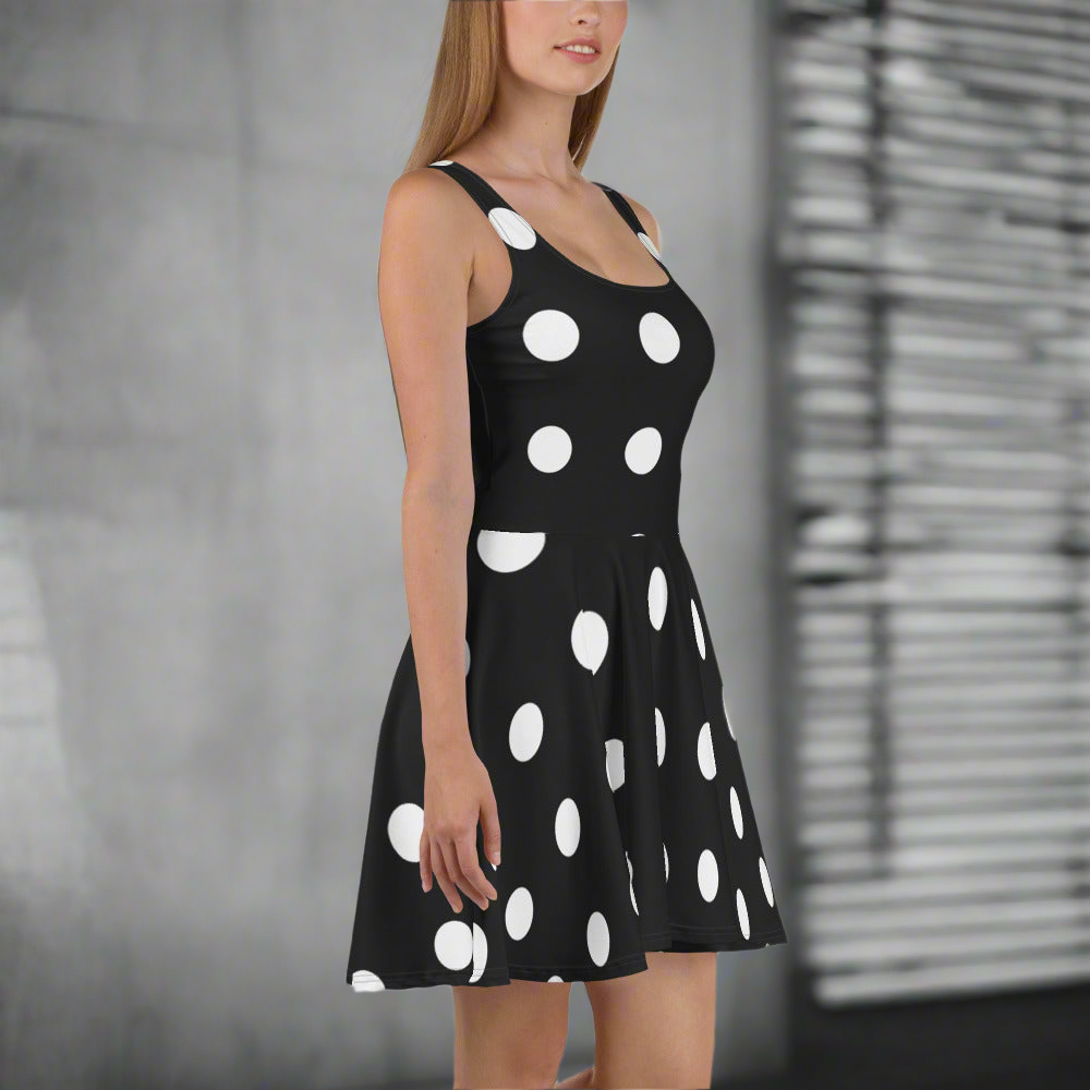Timeless Chic Black and White Polka Dot Skater Dress, lioness-love