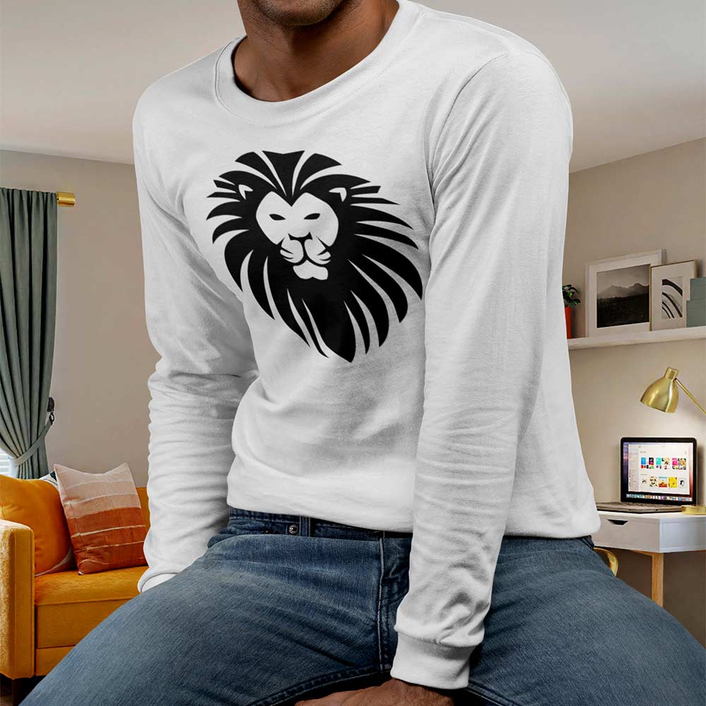 Eye-catching lion head graphic white t-shirt for men
