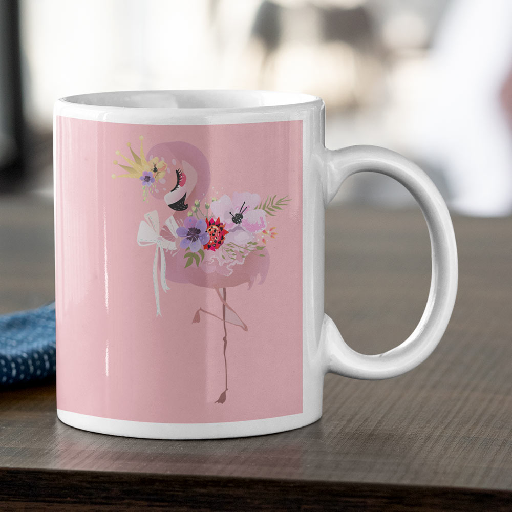 Floral flamingo coffee mug for a dose of elegance