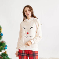 Family Matching Christmas Pajamas Outfits Long Sleeve Cute Elk Print Pullover Plaid Pants Xmas Pjs Set Loungewear Outfits, lioness-love