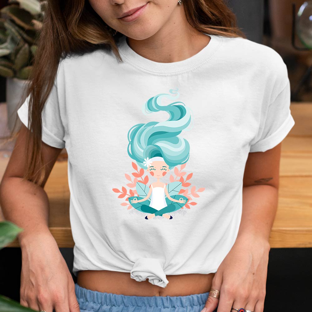 Find inner peace with our ladies meditation and yoga t-shirt