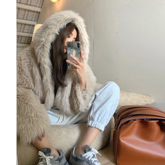 Cozy Casual Hooded Warm Faux Fur Jacket