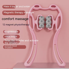 Neck Massager Roller, Handheld Magnetic Massager with 6 Balls Massage Point, Neck Pain Relief Massager for Deep Tissue in Neck, Back, Shoulder, Waist, and Legs, Therapy Neck Massager Manual Clip Neck