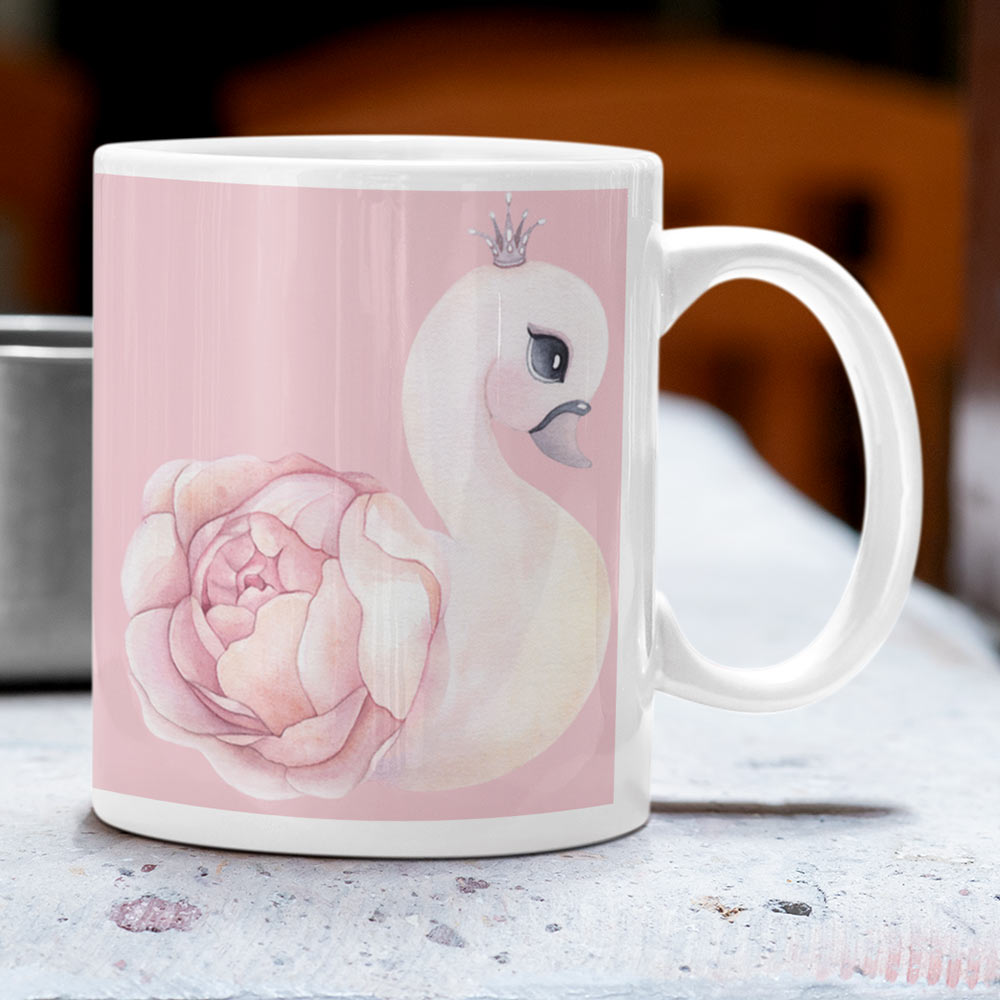 stunning swan-themed mug for a truly enchanting tea time