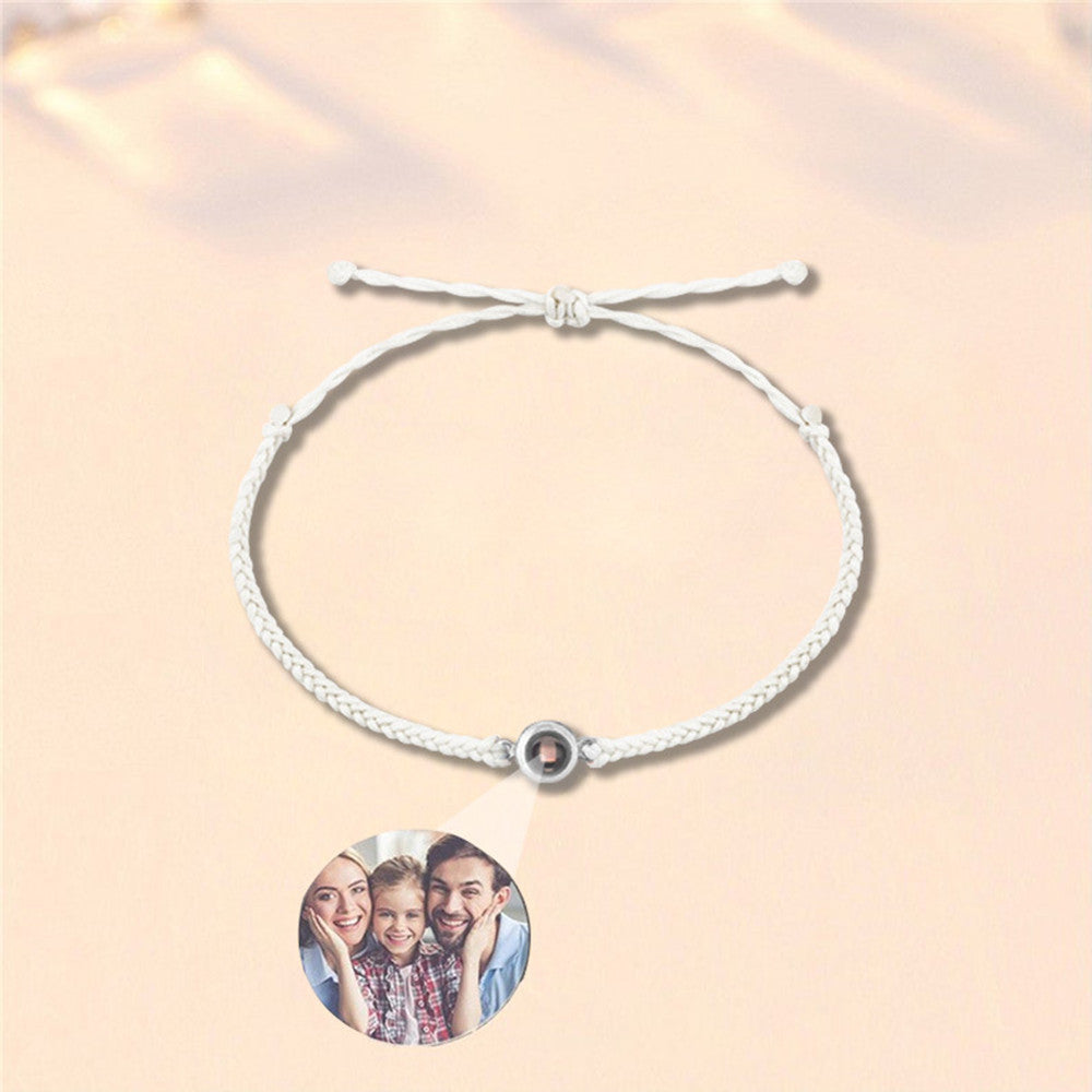 Custom Photo Projection Bracelet | Handwoven Jewelry for Couples