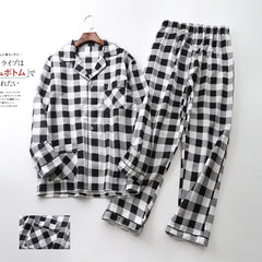 Unisex Printed Long-sleeved Trousers Pajamas  Lapel pajamas Long sleeve pajamas Modal cotton pajamas Couple Sleepwear